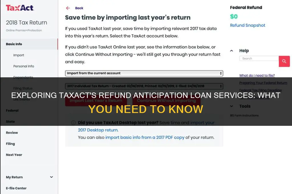 does taxact do refund anticipation loans