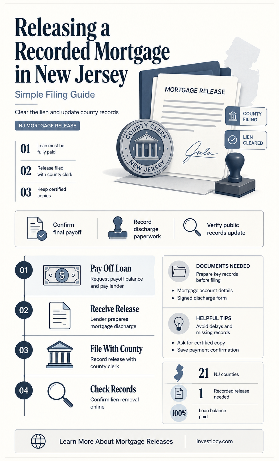 how do you release a recorded mortgage in new jersey