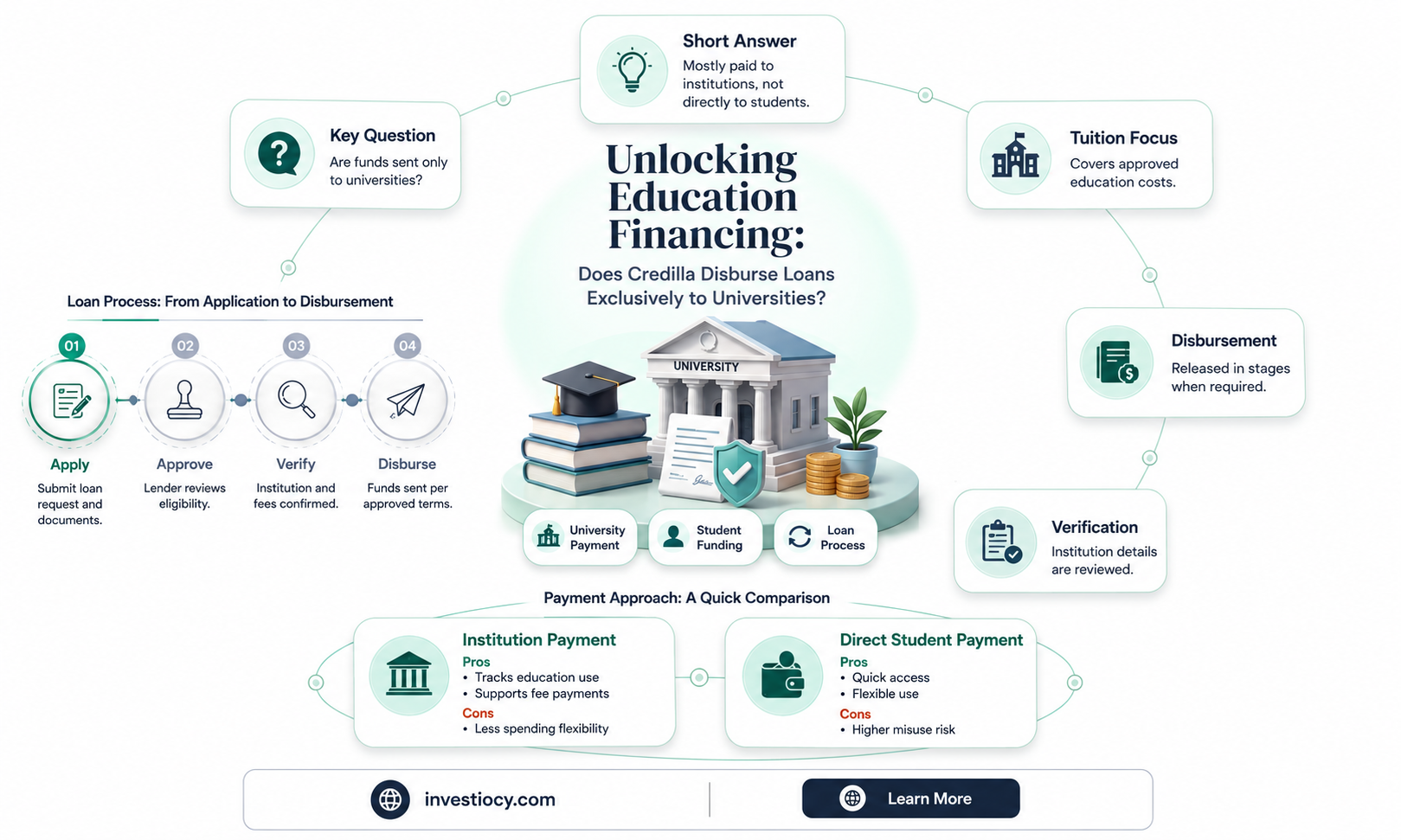 does credillla disburse loan only to university